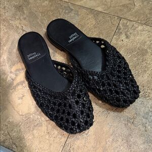 Jeffrey Campbell Black Woven Mules Weave- me Mule